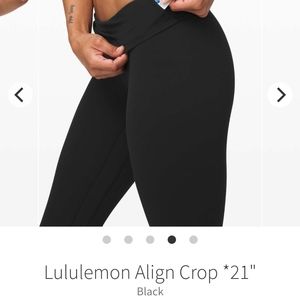 Lululemon Align Crop 21" black size 12
